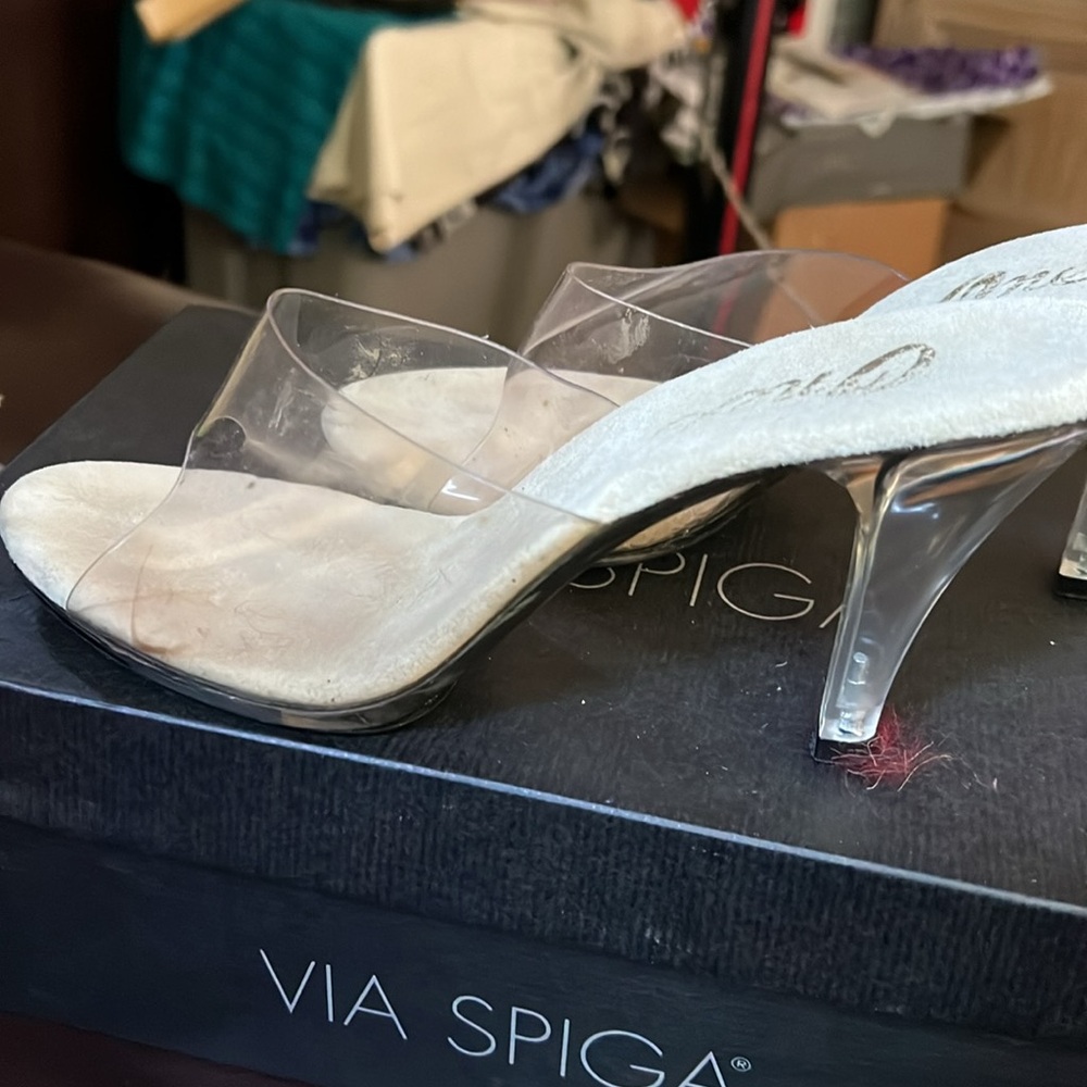 Onex Clear Slide in High Heeled Sandals Sz 8. NEW